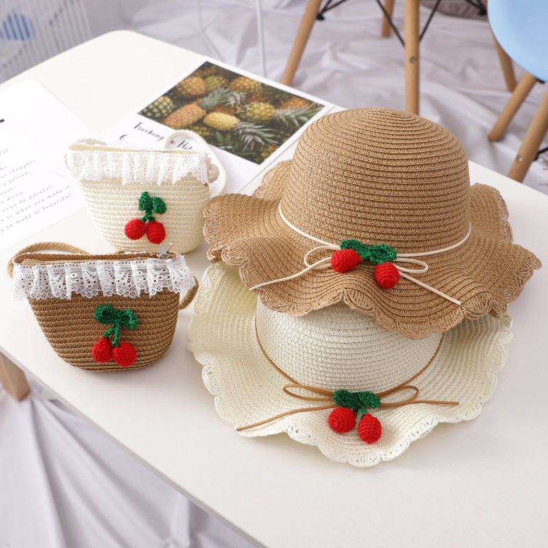 Children's Cute Beach Shade Straw Hat Bag