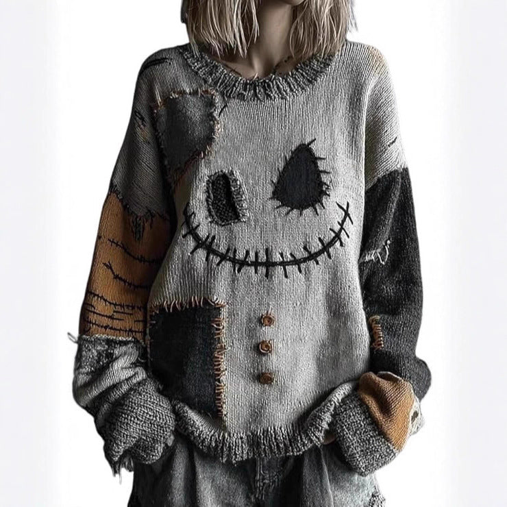 Loose Top Casual Drop Shoulder Round Neck Women's Clothing