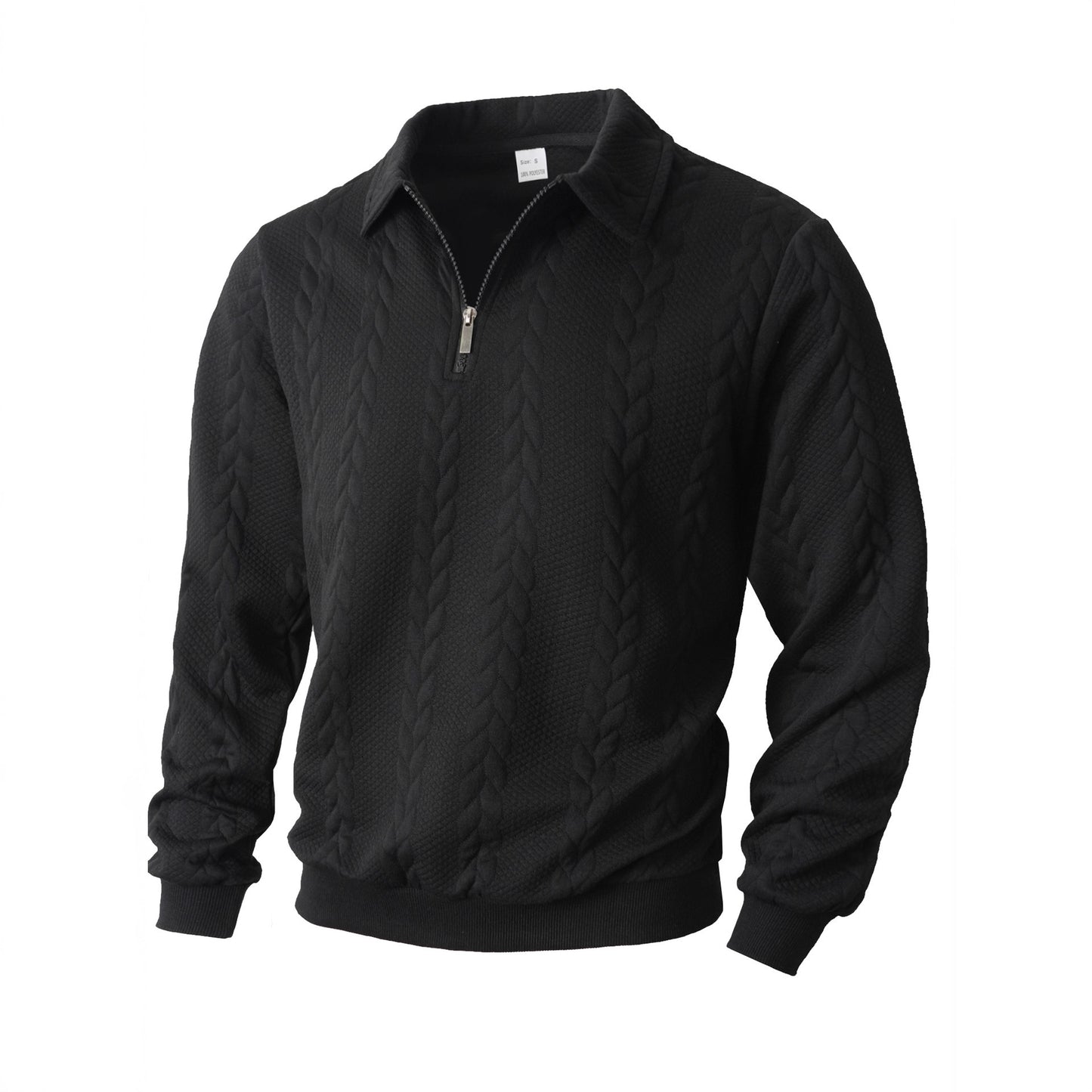 Men's Fashion Jacquard Lapel Long Sleeve Sweater