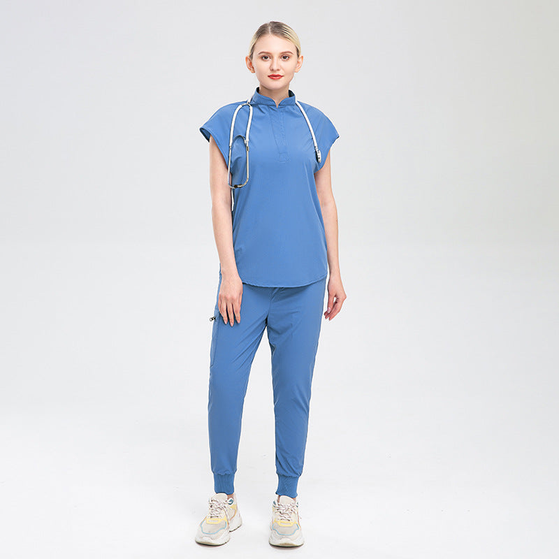 Women's Fashionable Workwear With A Stand-up Collar And Large Cuffs