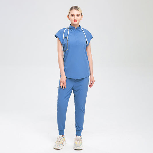 Women's Fashionable Workwear With A Stand-up Collar And Large Cuffs
