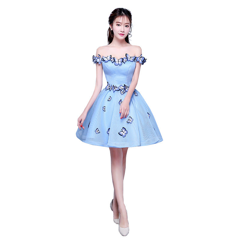 Women's Butterfly Solid Color Colored Mesh Dress