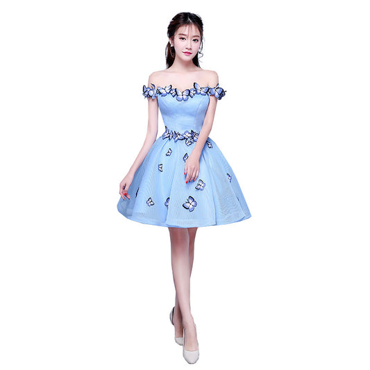 Women's Butterfly Solid Color Colored Mesh Dress