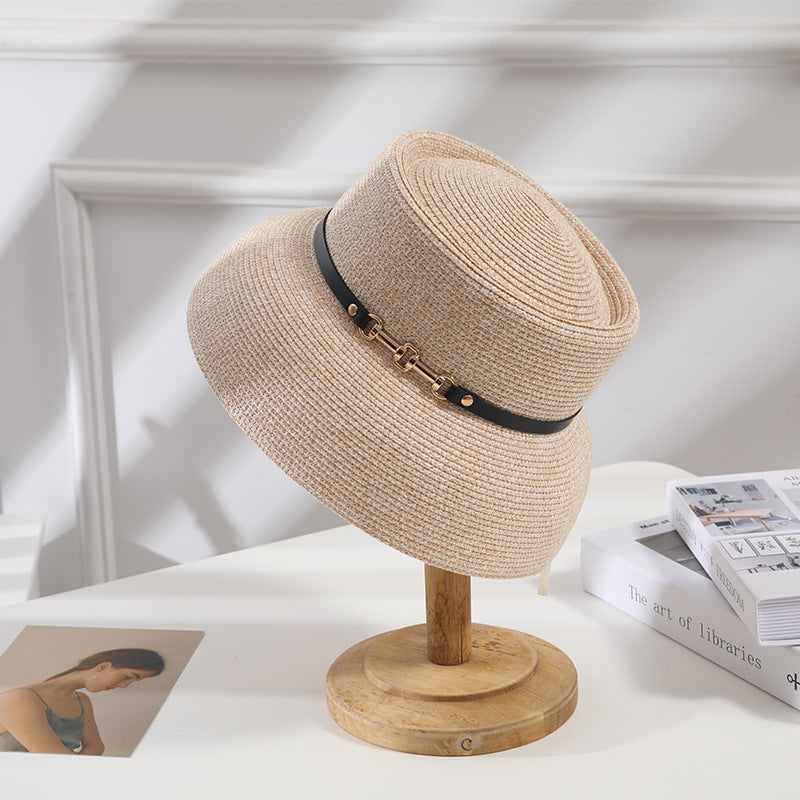 Women's Belt Chain Bell Type Sun-proof Straw Hat
