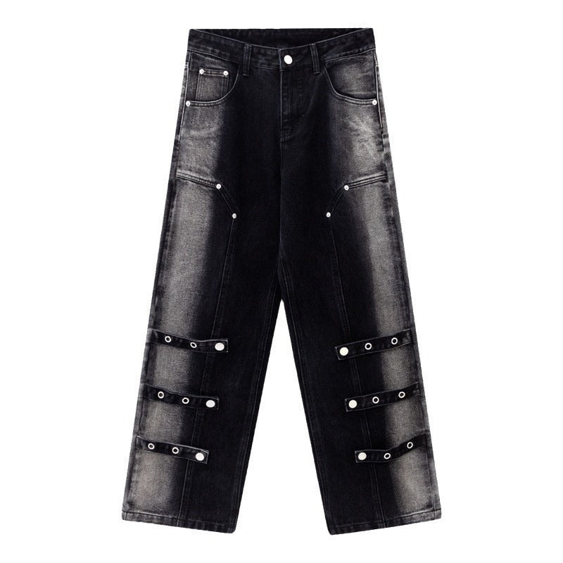 Men's And Women's Same High Street American Monkey Wash Jeans
