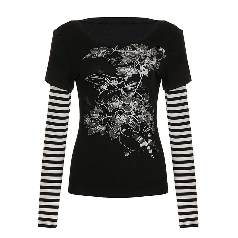 Dame To-i-én Stribet Langærmet Casual Top