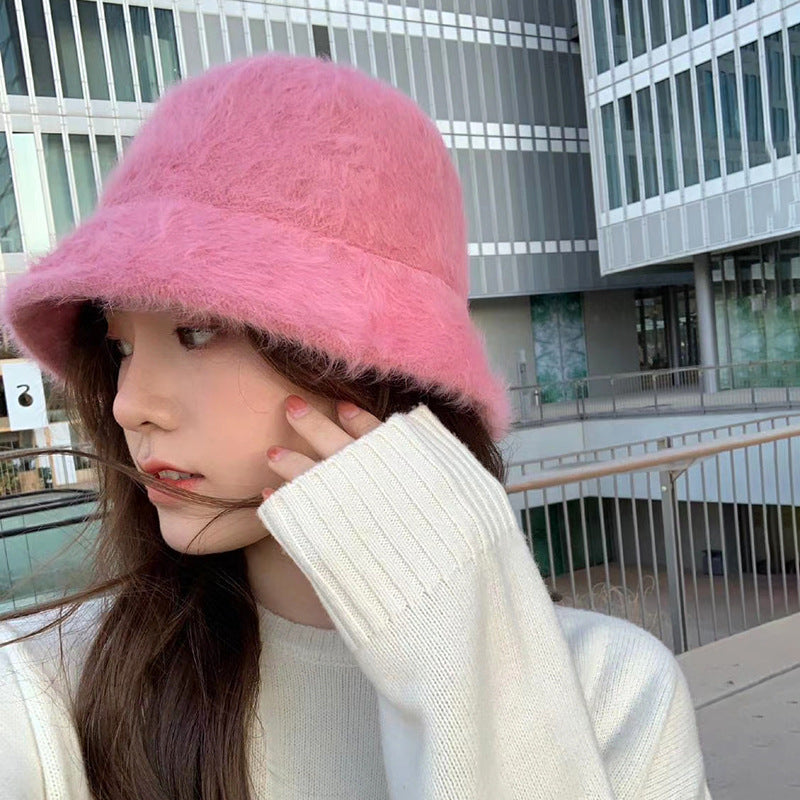 Rabbit Fur Sweet Plush Warm Bucket Hat