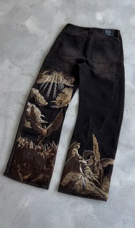 Plus Size Casual Pants Thin Denim Wide Leg 3D Amazon Hot Selling Women's Pants