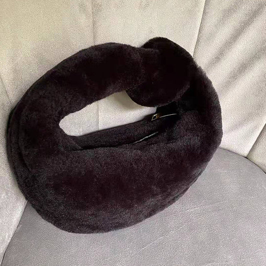 Ladies Hand Lamb Wool Knotted Cloud Bag