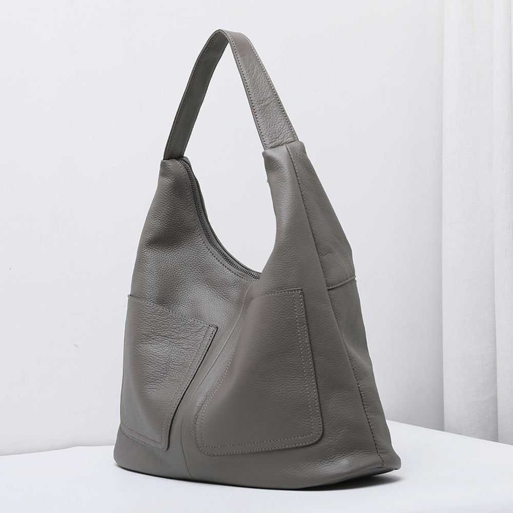 Large Capacity Soft Leather Versatile Leisure Bucket Bag