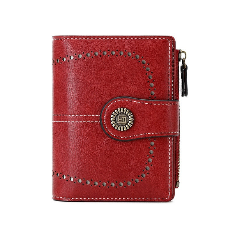 RFID Anti-theft Swiping Women's Wallet Multiple Card Slots Buckle Wallet
