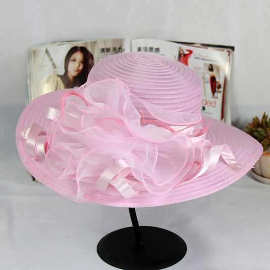 Gauze Visor Hat Organza Flower Temperament Dome
