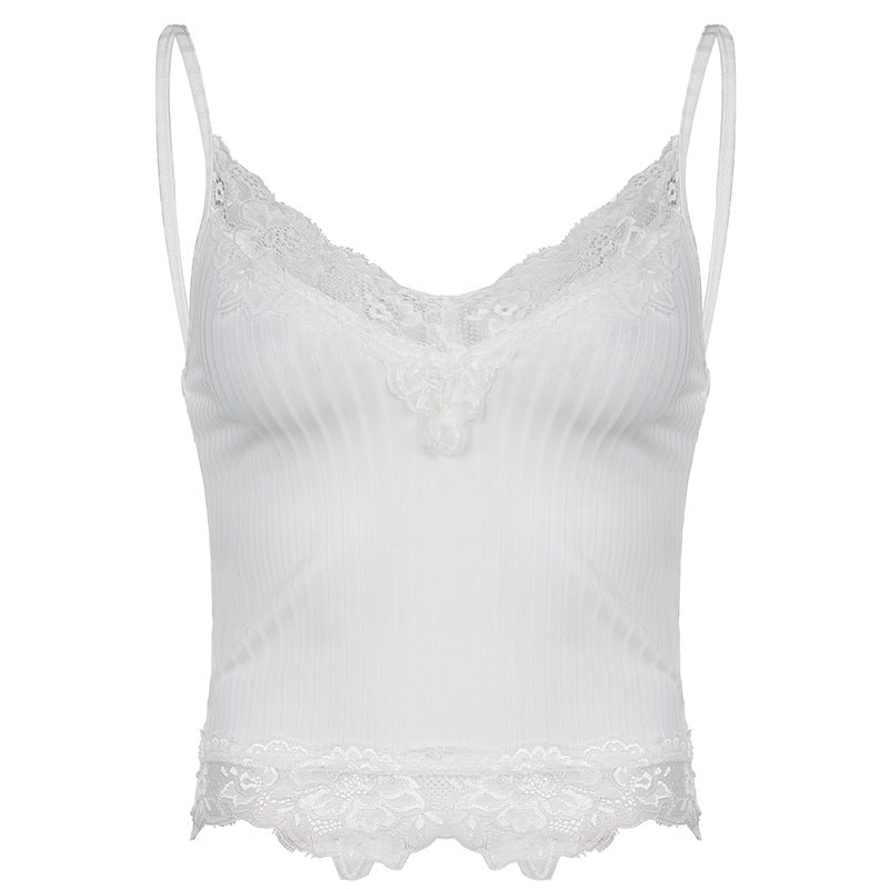 European And American New Women's Sexy Irregular V-neck Lace Small Sling