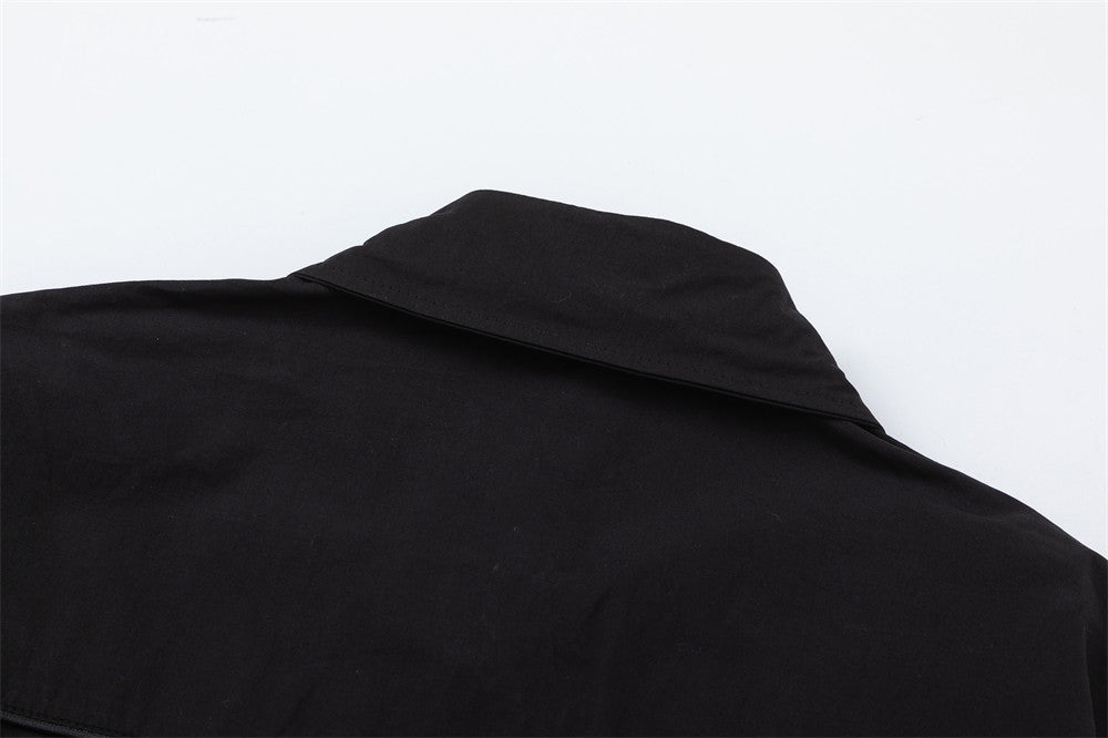 Men's Loose Design Snap Fastener Lapel Shirt Spring And Autumn Coat