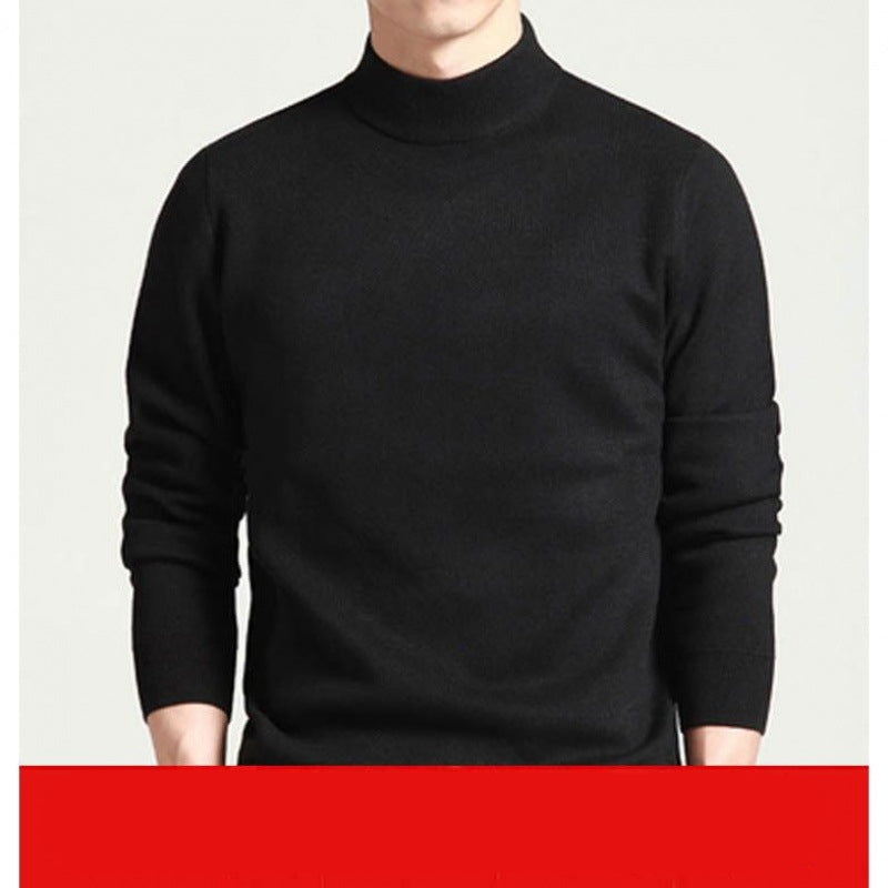 Pullover Sweater Korean Style Slim Youth Mid Collar Sweater Thick