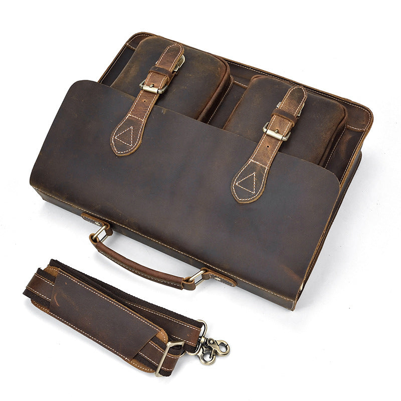 Men's Fashion Personality Leather Retro Portable Briefcase