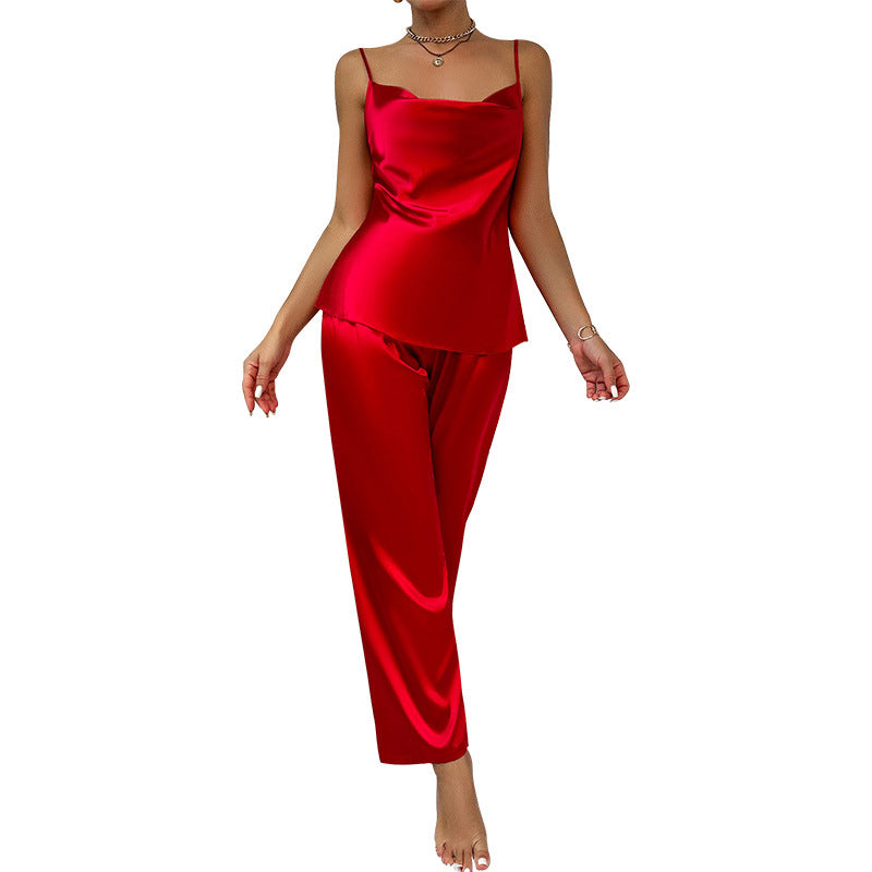 Womens Fashionable Two-Piece Sleepwear Set Camisole And Long Pants