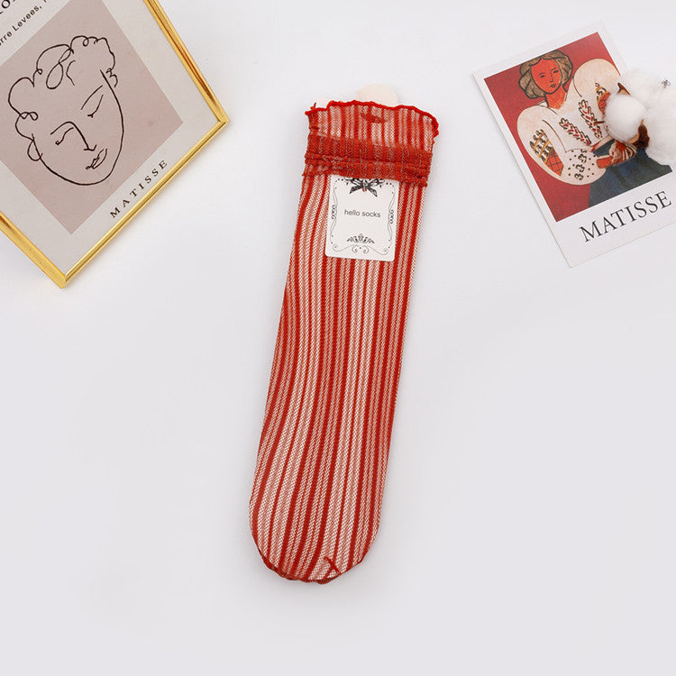 Japanese Mesh Bunching Socks Women
