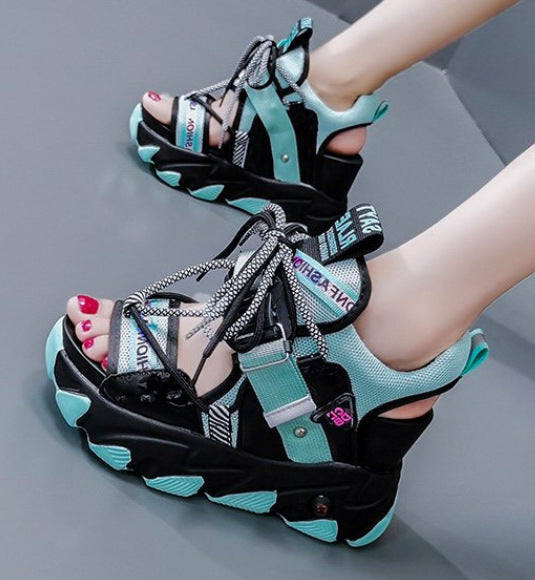 Summer Rubber Low-top Platform Color Matching Casual Wedge Sandals