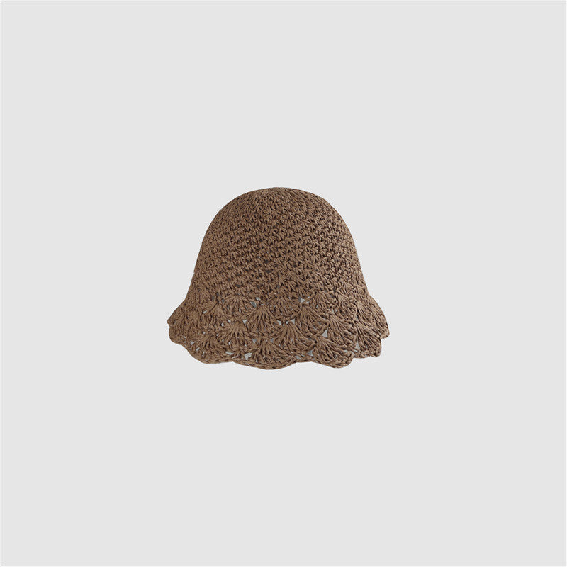 Summer Sun Protection Lace Straw Bucket Hat