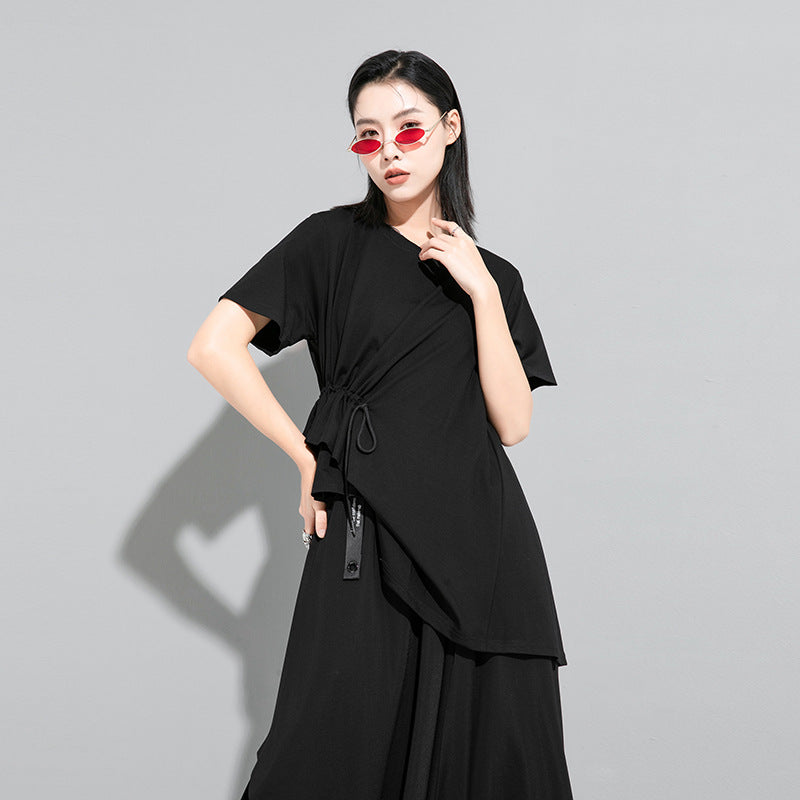 Hong Kong Style Summer Plus Size Women's Clothes Short Sleeve Batwing Shirt