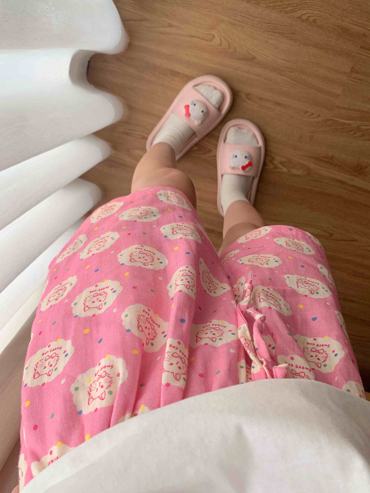 Cute Cat Print Pajama Pants Women's Plus Size Loose Casual Pants