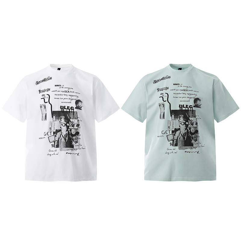 Loose Leisure All-matching Street Tide Brand Characters Letter Print Short-sleeve