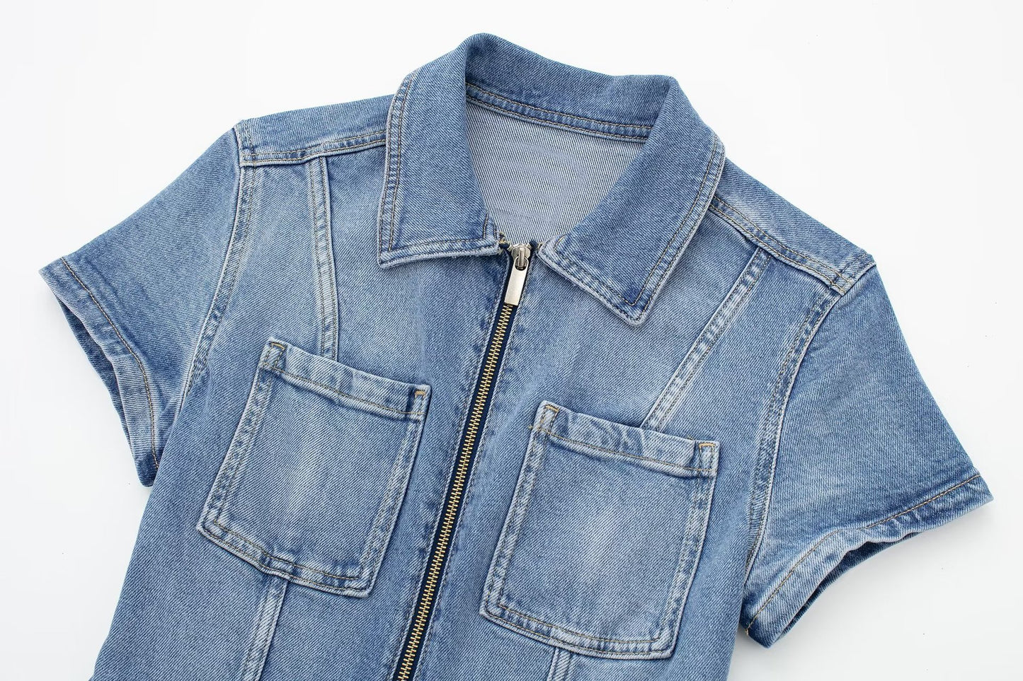 Fall European And American Style Long Denim Jumpsuit