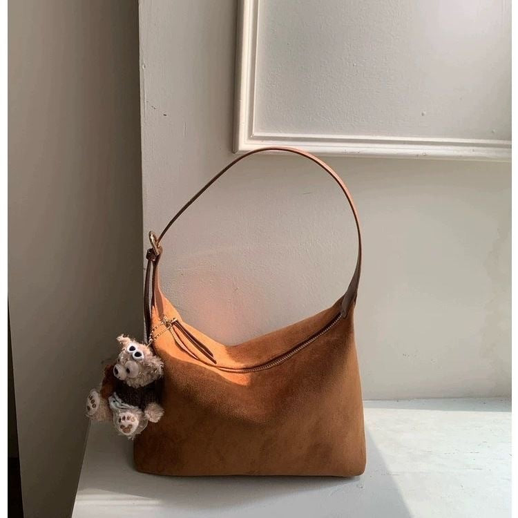 Retro Suede Minimalist Commuter Deer-Skin Faux Suede Crossbody Bag