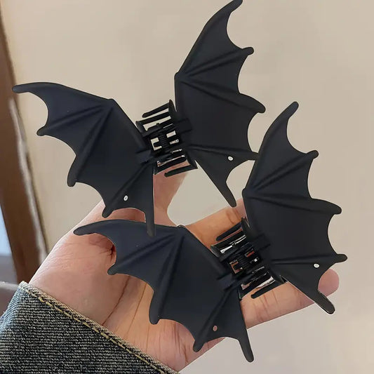 Matte Black Bat Barrettes Female
