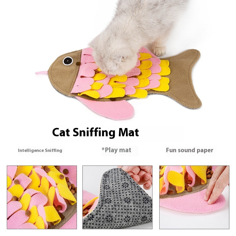 Jouet d'entraînement pour chat en forme de poisson avec couverture odorante Bol à nourriture jouet
