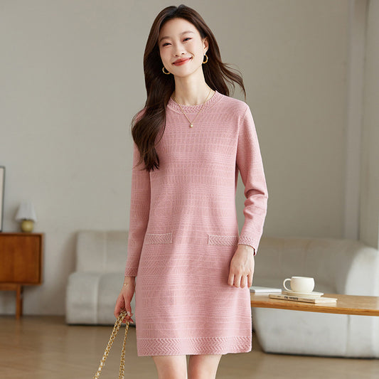 Chanel-style Long-sleeve Knit Dress For Women
