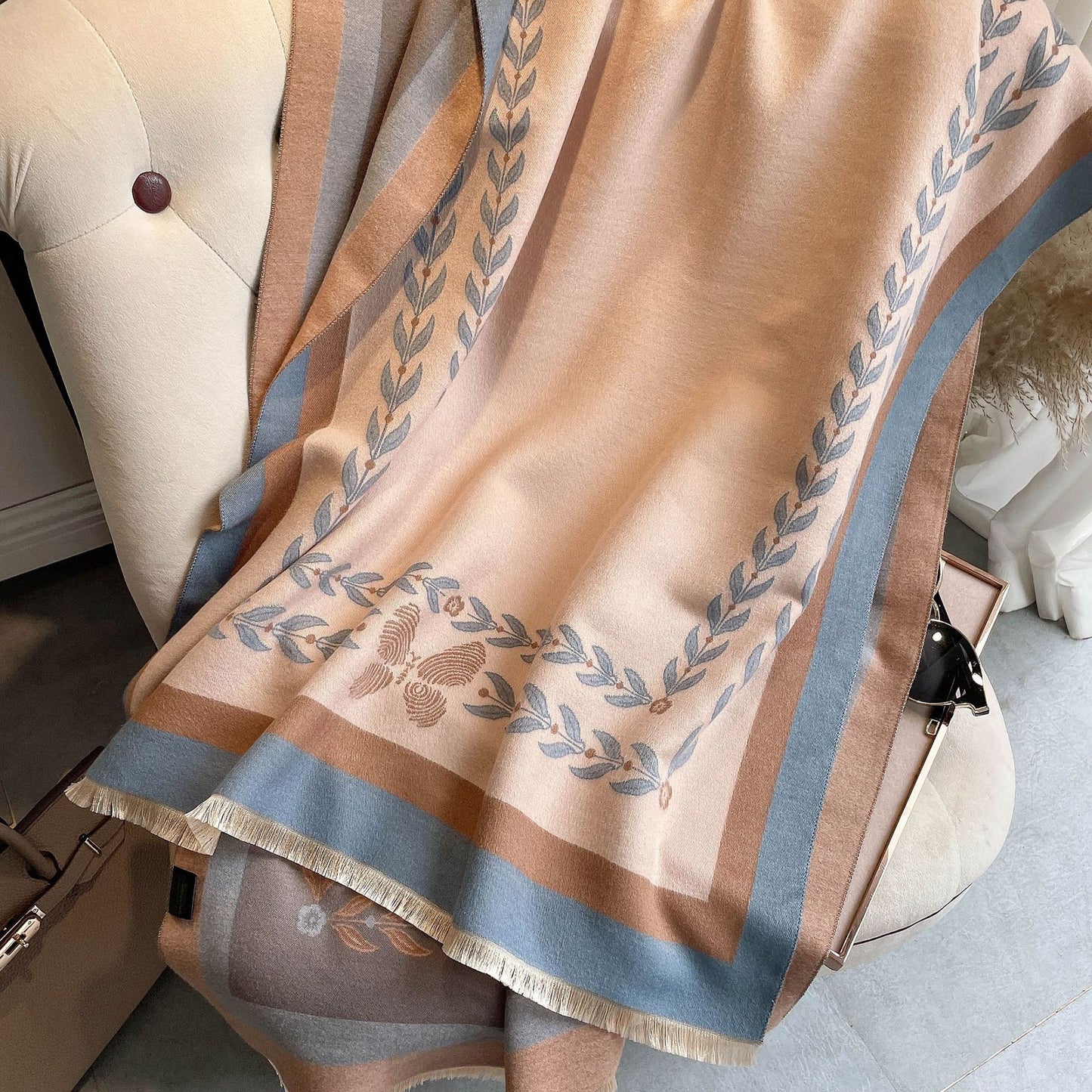 Elegant Cashmere Scarf Color Matching Long Warm And Thick