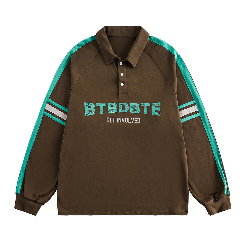 Stribet revers-halvpatentstrikket pullover