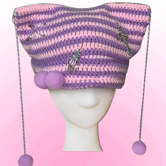 Knitted Woolen Hat Ball Cat Ears