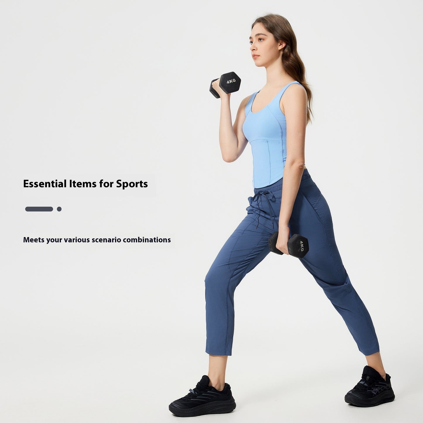 Hurtigtørrende Åndbare Løbe- og Fitnesstights med lige ben og 3/4 længde – Alsidig Is-look til Hverdag