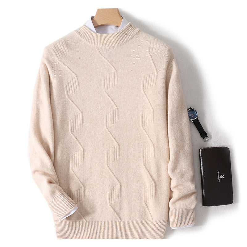 Efterår Og Vinter Mænds Halv-Rullekrave Tyk Sweater Løs Langærmet Varm