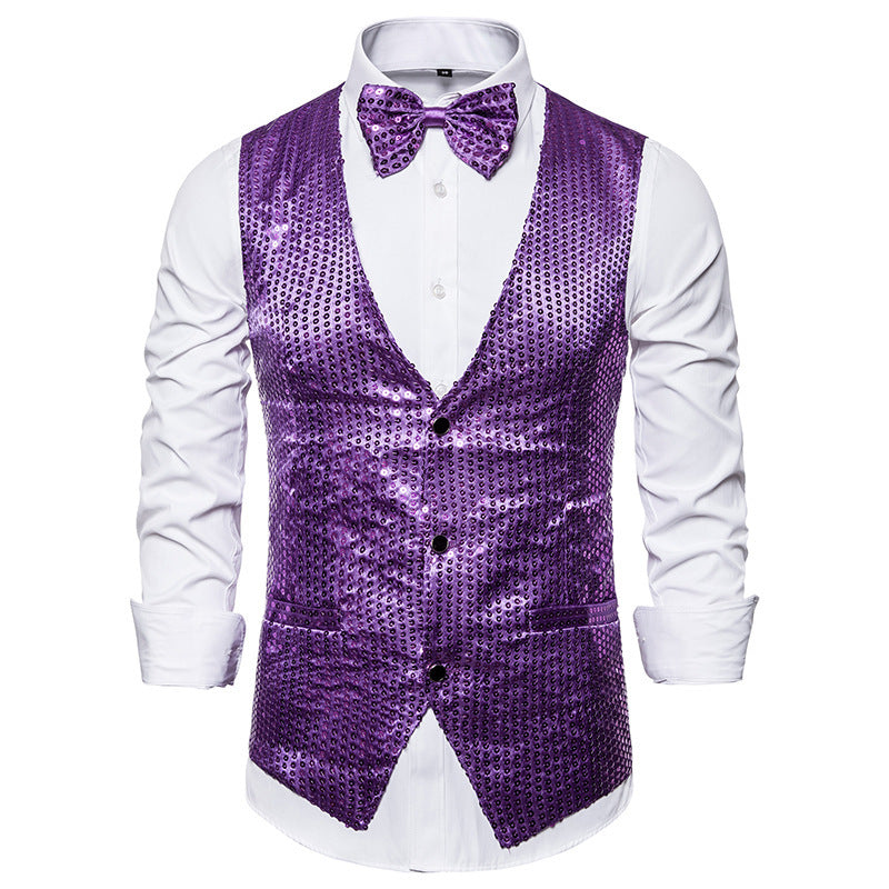 Men's Sequined Vest Performance Dress Jacket
