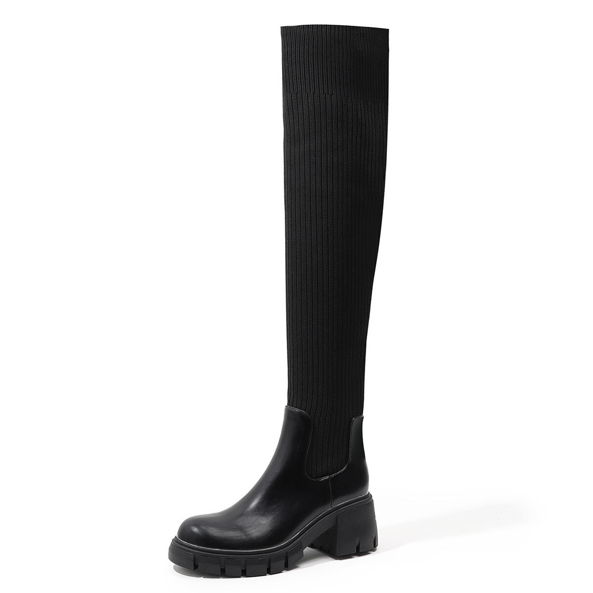 Female British Style Chunky Heel Platform Boots