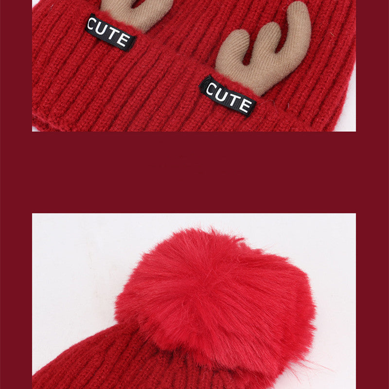 Women's Christmas Antler Knitting Wool Hat