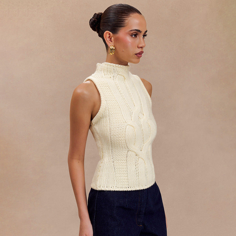 Texture Slim Fit Slimming Sleeveless Sweater Vest