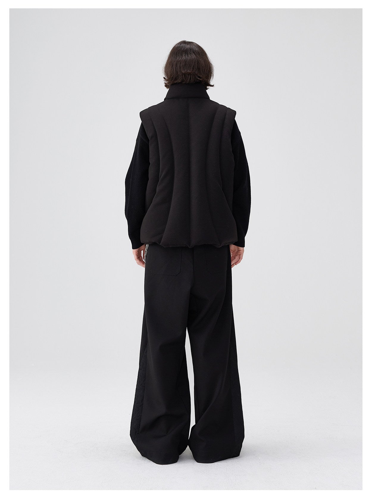 Asymmetrical Deconstructed Soft And Airy Stand-collar Sleeveless Vest