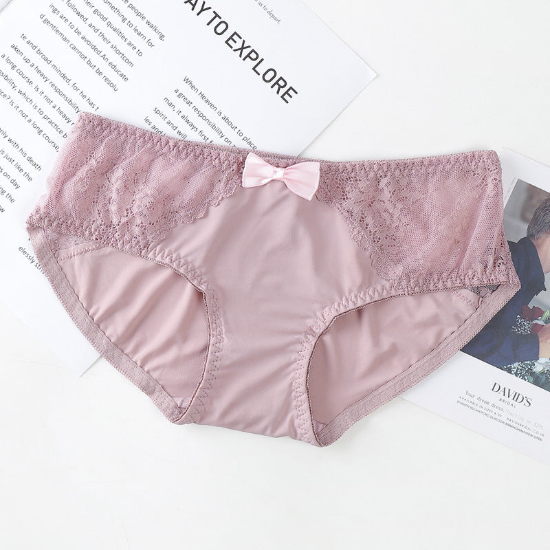 Women's Ice Silk Refreshing Low Waist Cute Bow Briefs