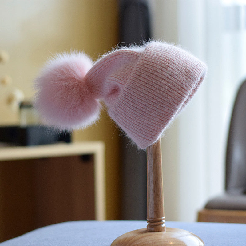 Women's Fashion Fox Fur Wool Cap