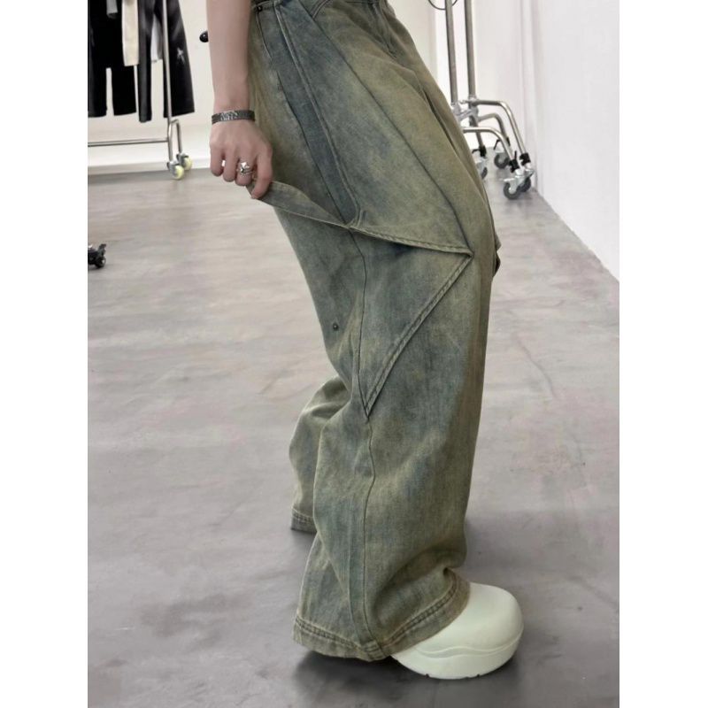Ti Tre Rækker Stegt Gade Retro Deformation Lidt Flared Jeans