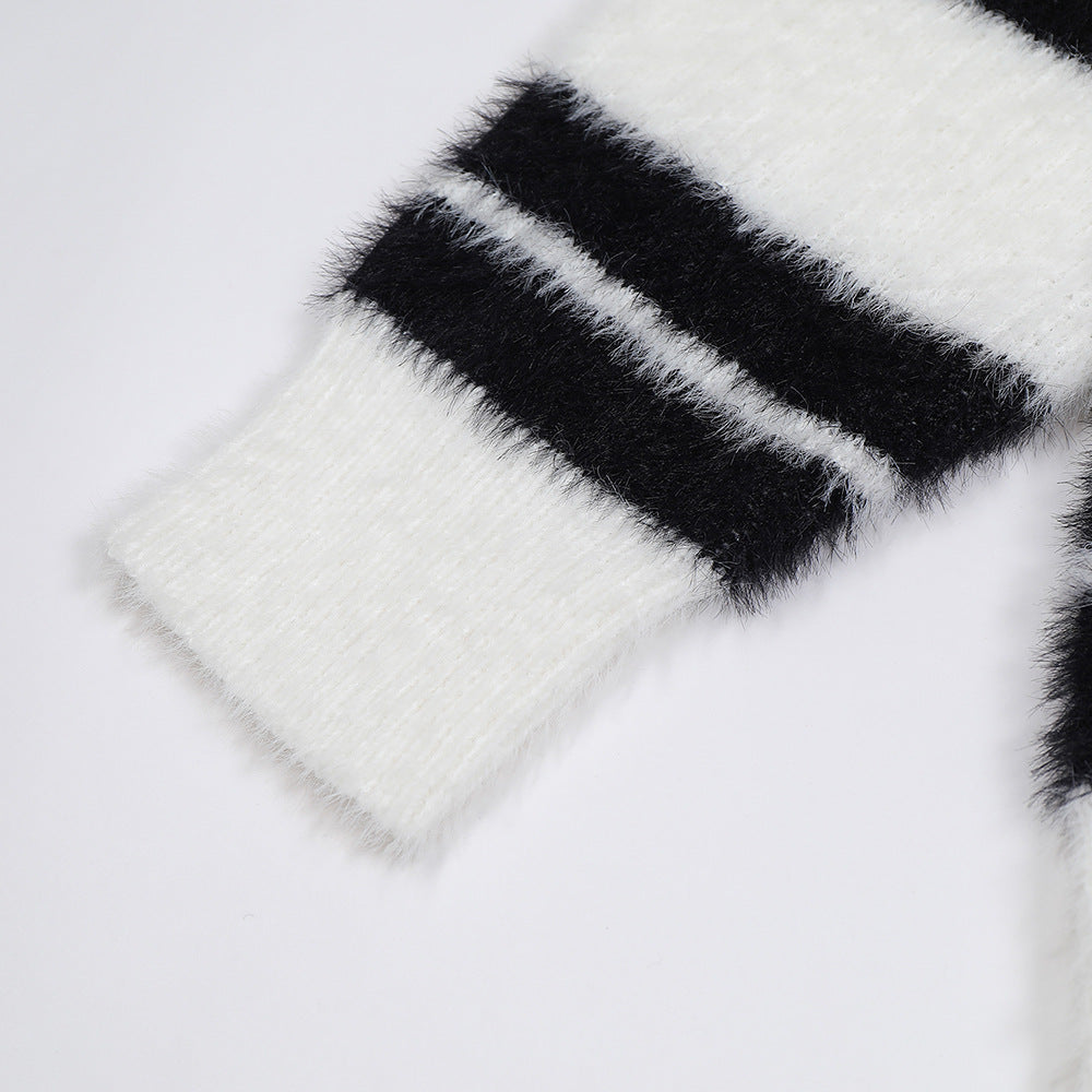 Striped Loose Round Neck Sweater Men