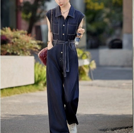 Women's Slimming Sleeveless Tencel Denim Jumpsuit