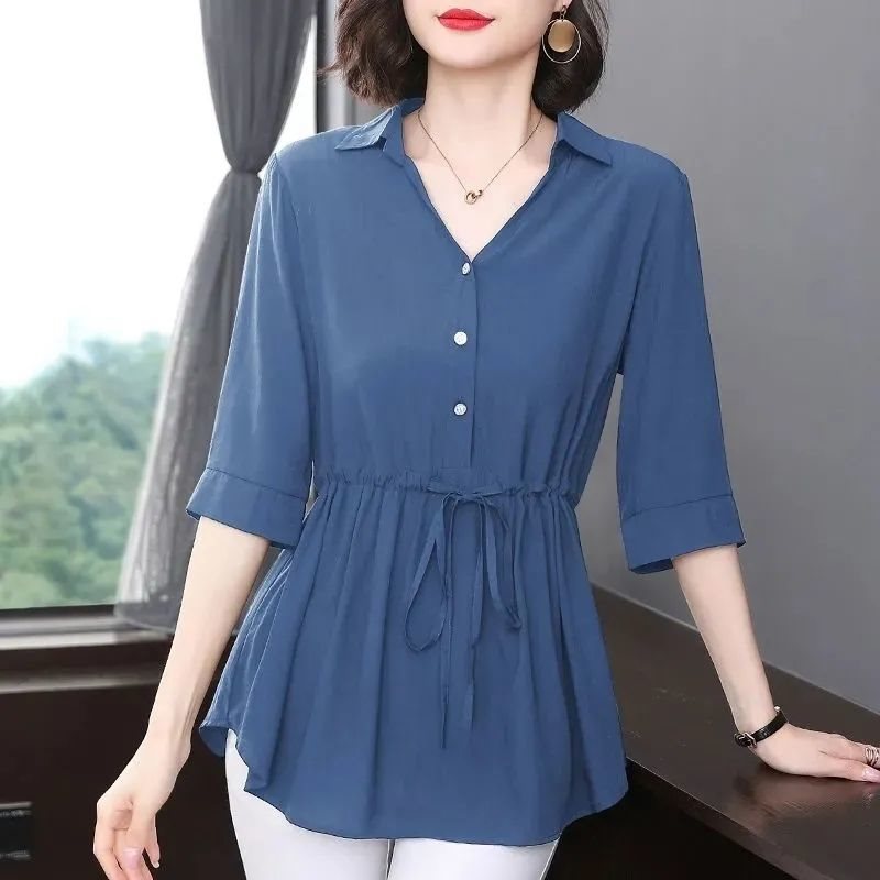Middle-aged And Elderly Women's Chiffon Shirt