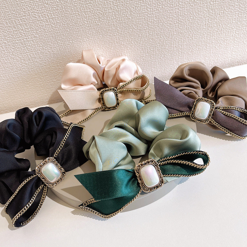 Women's Fabric Bow Knot Chain Hair Tie Temperament Headwear