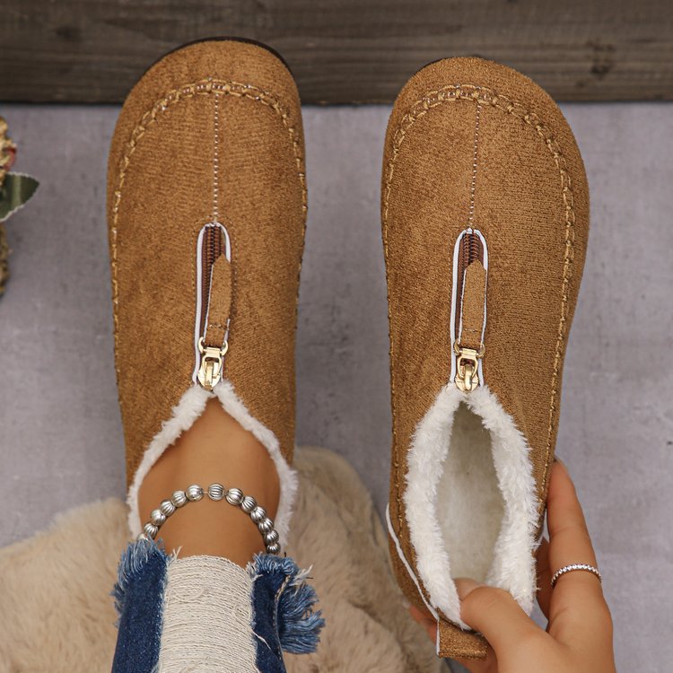 Cotton Boots Women's Casual Solid Color Suede Retro Large Size Snow Boots